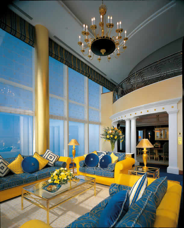 Club Suite Lounge.  All of our Club Suite guests benefit from their own private ajoining lounge.  The lounge is complete with luxury sofa`s for entertaining guests and a dining room complete with fully stocked bar.  The occupants of these rooms are rewarded with a wonderful view of the arabian gulf