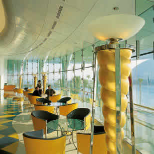 Al Iwan.  This resturant, situated on the ground floor, is the only part of the burj al arab open to the public.  Here is a chance to witness first hand the magnificence of the building